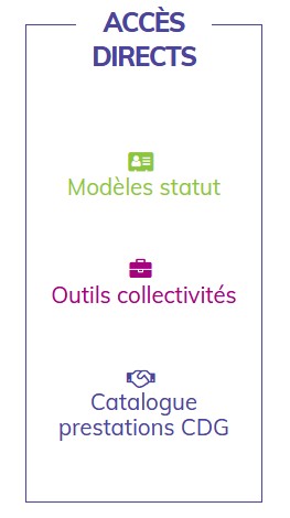 Capture écran rubrique "Accès directs"